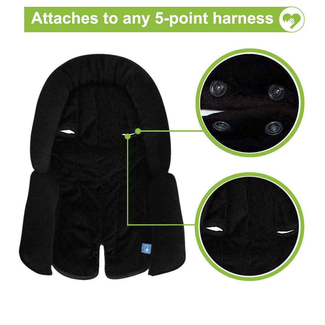 Upgraded 3-In-1 Babybody Support for Newborn Infant Toddler - Extra Soft Car Seat Insert Cushion Pad, Perfect for Carseats, Strollers, Swings, Black