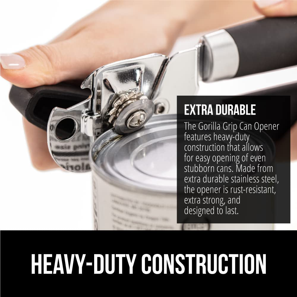 Heavy-Duty Stainless Steel Manual Can Opener (Black)