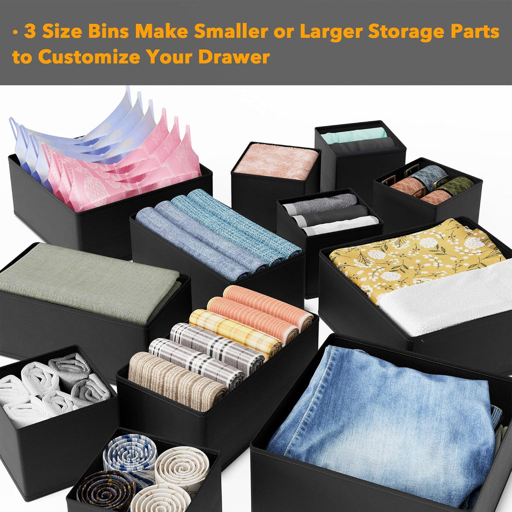 12-Pack Drawer Organizer Bins, Black