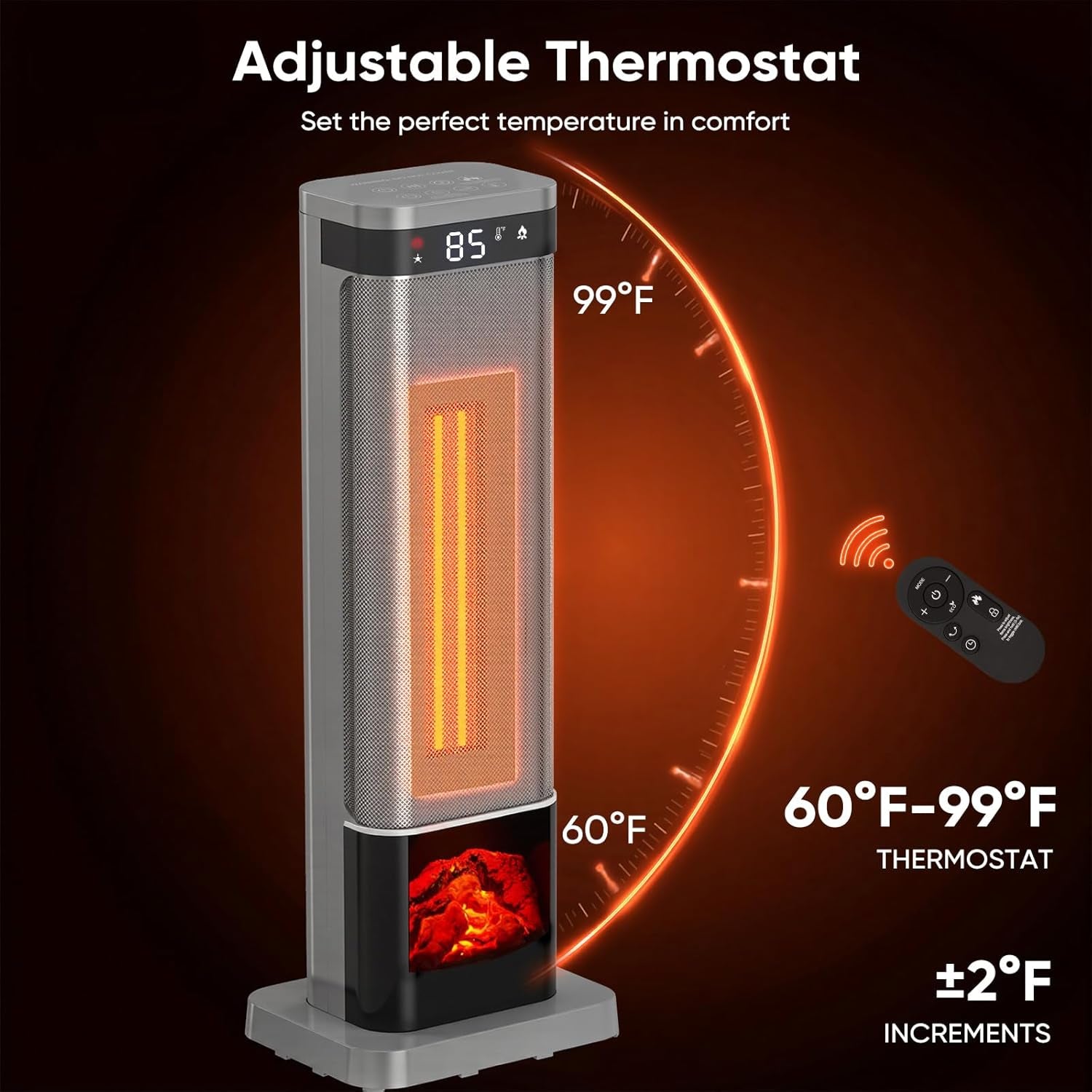 Portable Space Heater 24" Indoor with Remote