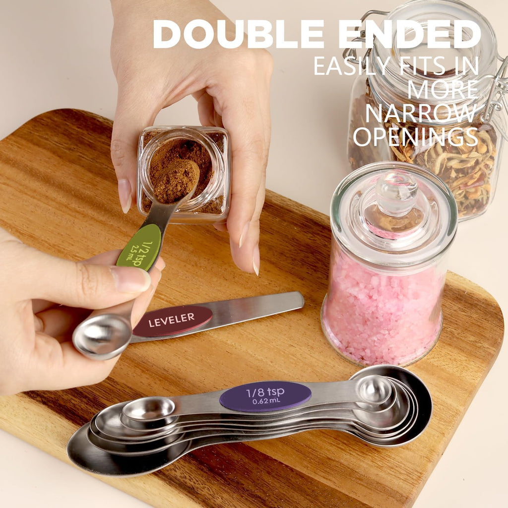 8-Piece Stainless Steel Magnetic Measuring Spoons