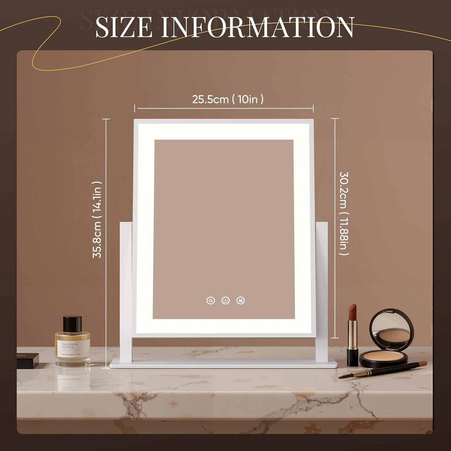 14" LED Vanity Mirror – 10X/5X Magnification