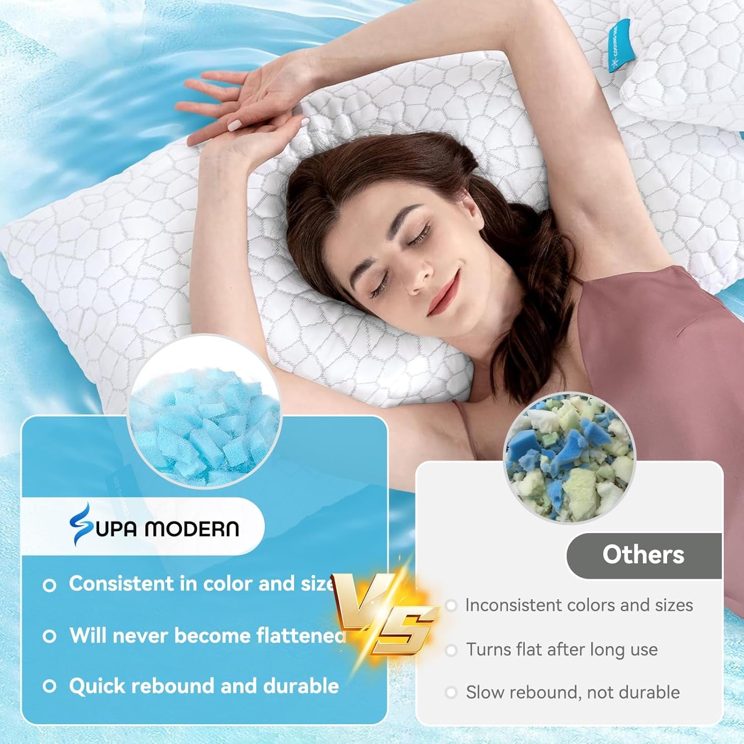 Cooling Memory Foam Pillows – Queen Set of 2