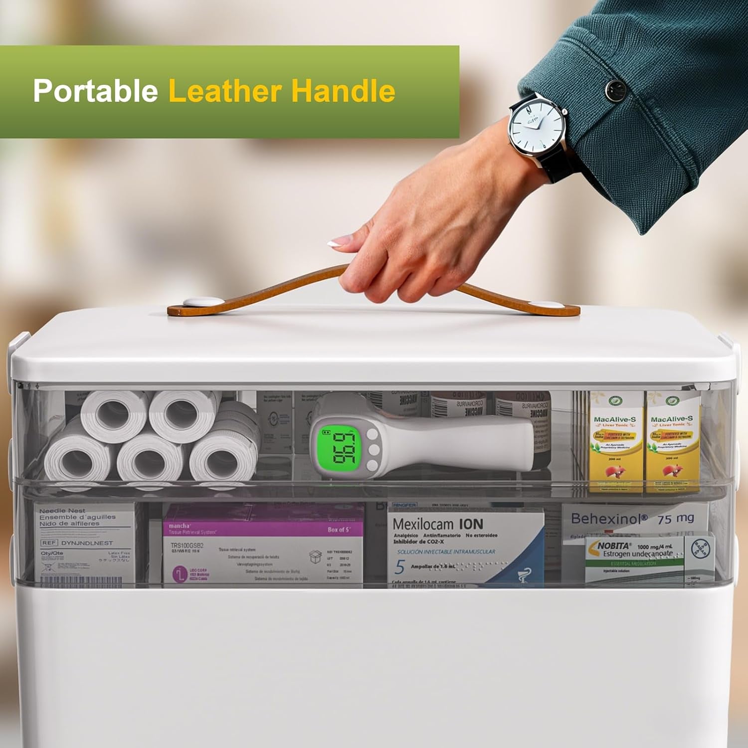 3-Tier Portable Medicine Storage Box Cabinet