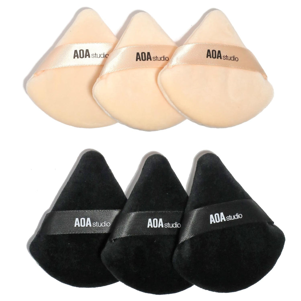 6PCS Velvet Makeup Puff Set – Black/Peach
