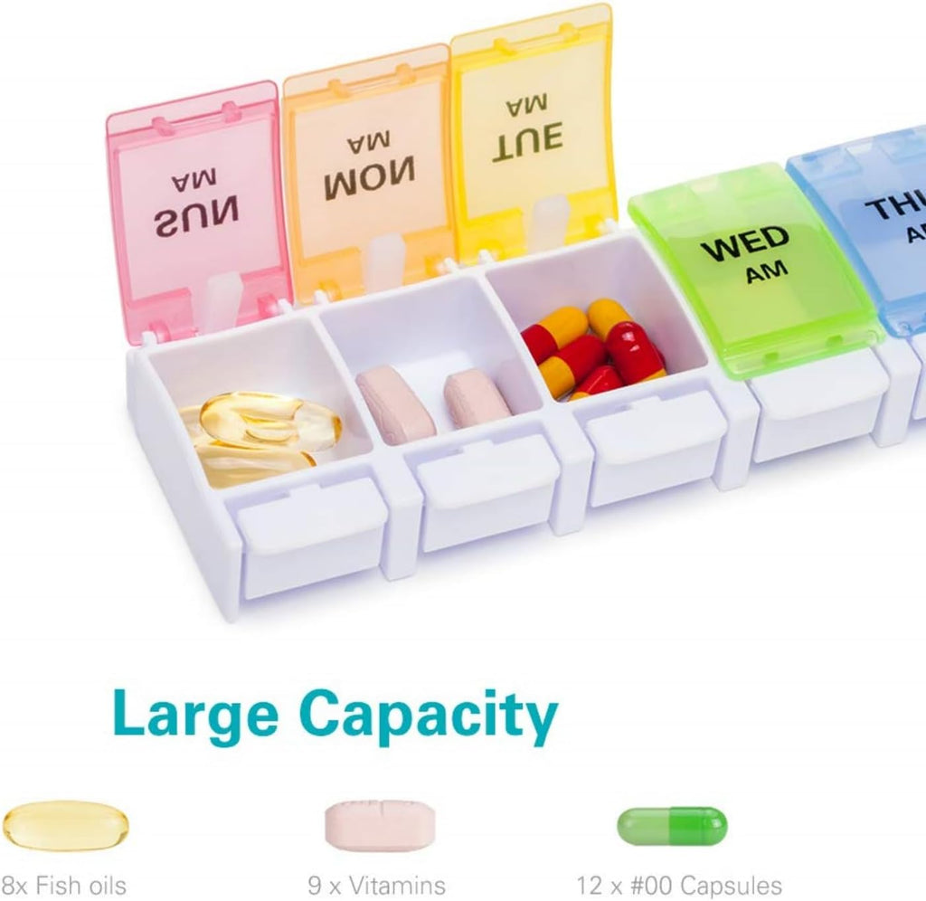AM/PM Weekly Pill Organizer – Rainbow 7-Day