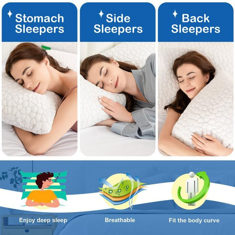Cooling Memory Foam Pillows – Queen Set of 2