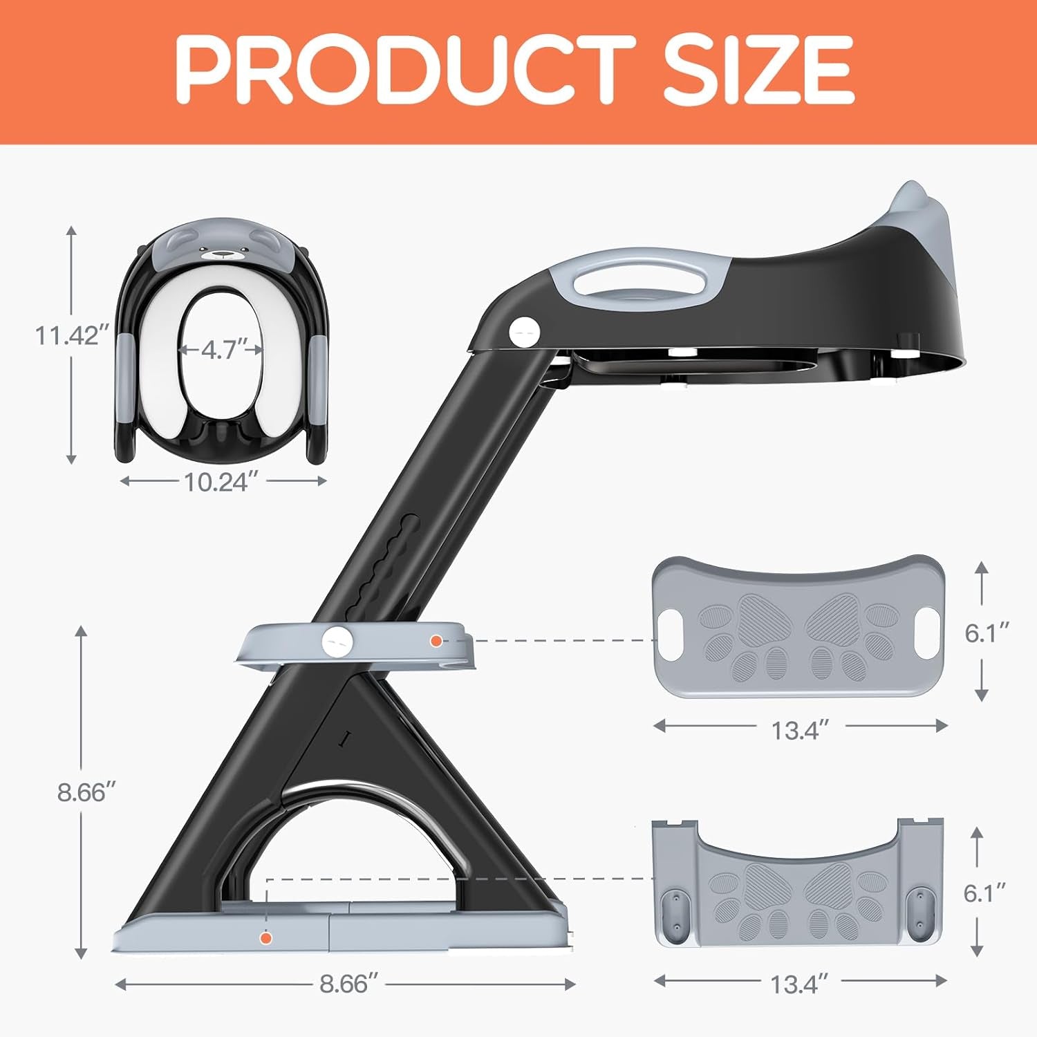 Potty Training Seat ， Potty Training Toilet with Step Stool Ladder, for Kids Boys Girls Toddlers - Comfortable Safe Potty Seat with Anti-Slip Pads Ladder (8898 Black)