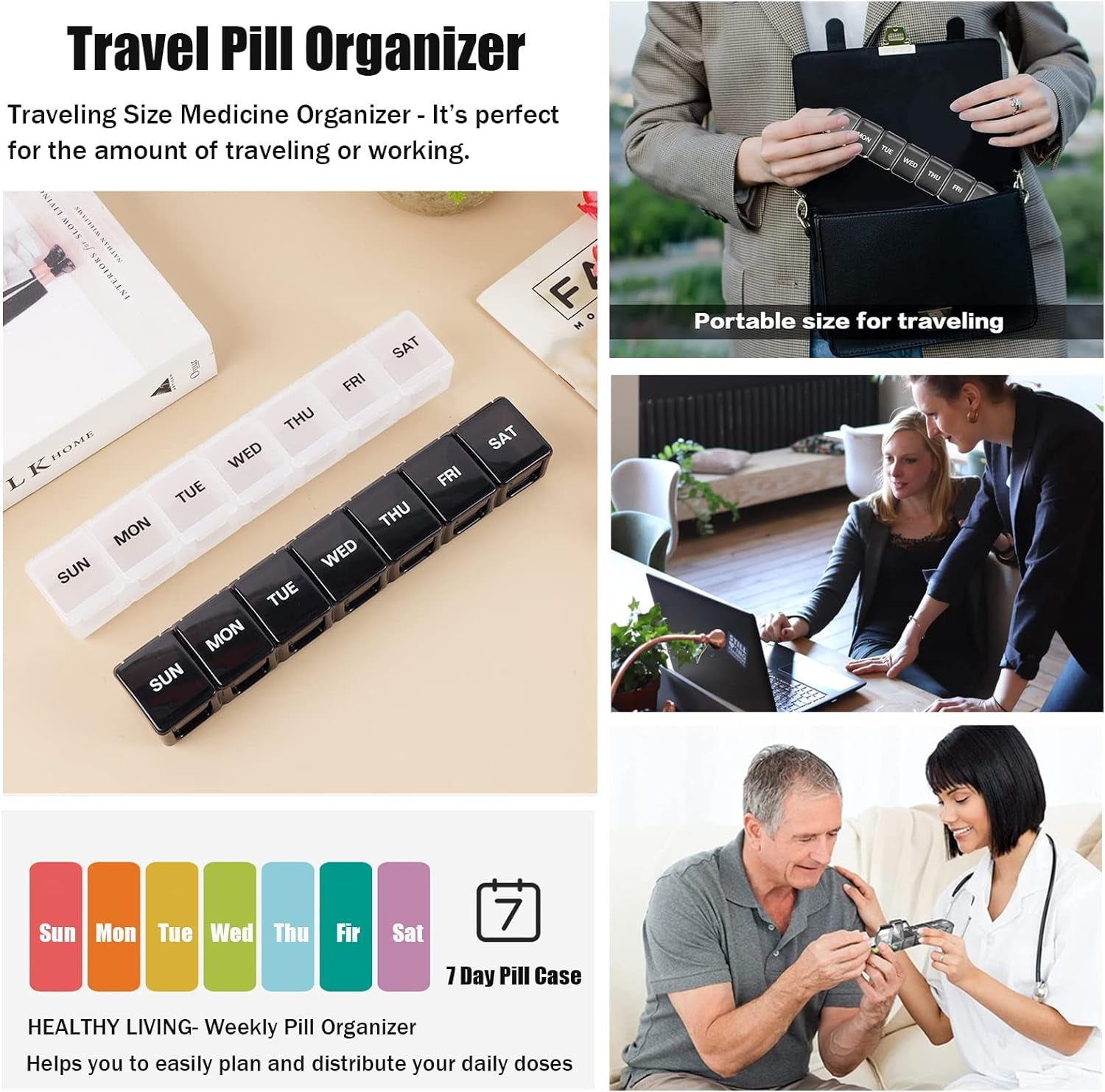 2-Pack Weekly Pill Organizer – AM/PM Compartments