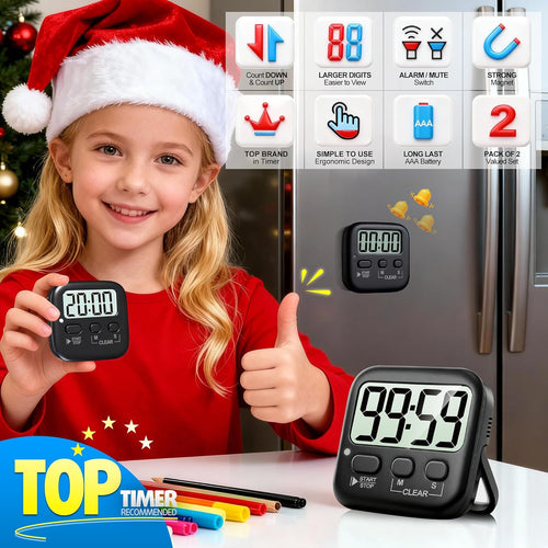 2-Pack Digital Magnetic Countdown Timers