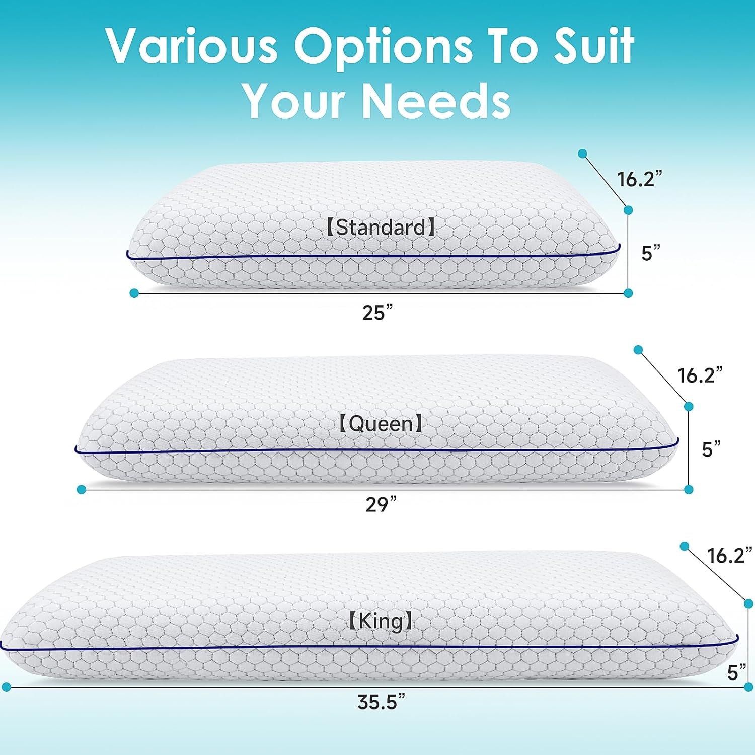 Memory Foam Bed Pillow – Side & Back Support
