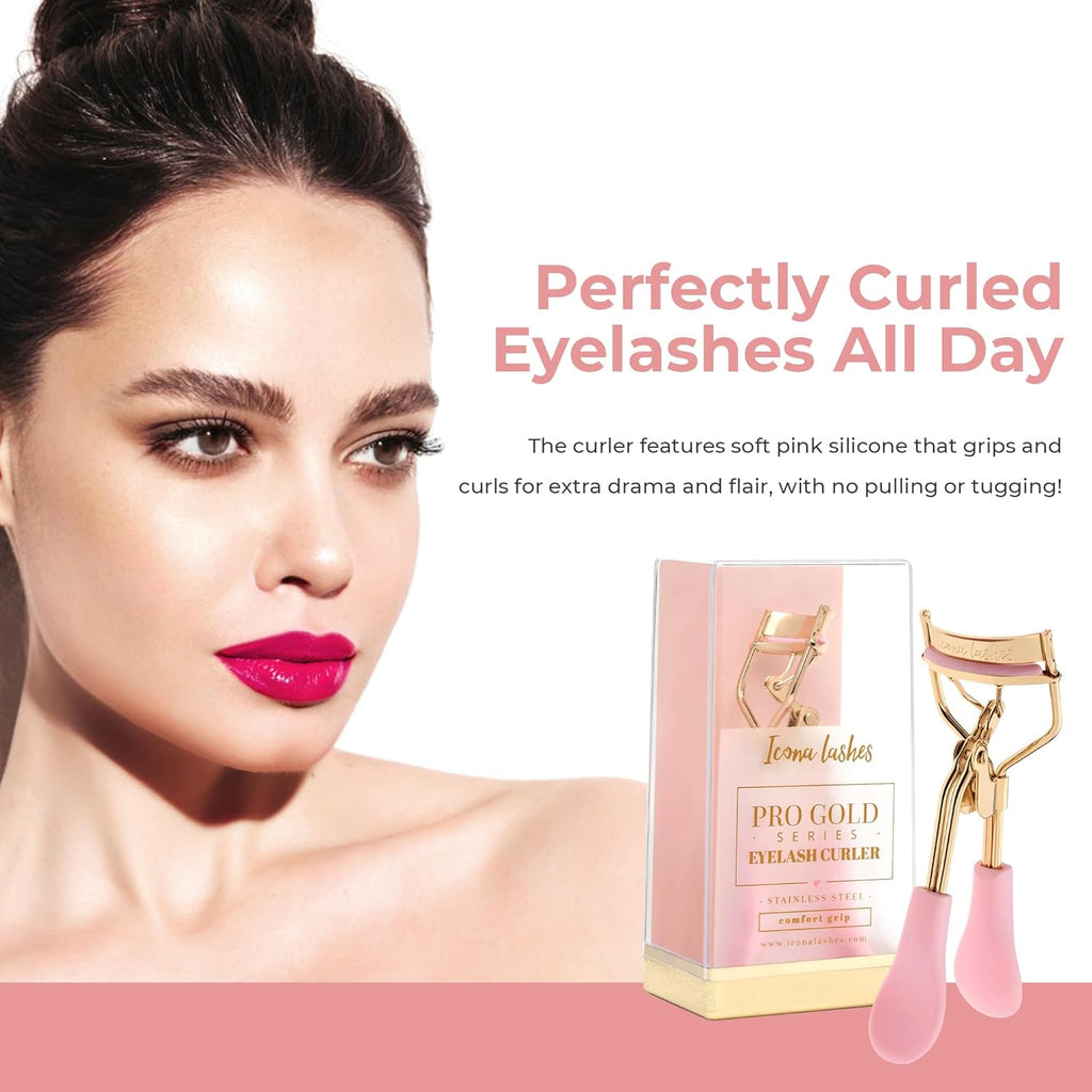 24K Gold Eyelash Curler with Silicone Pads