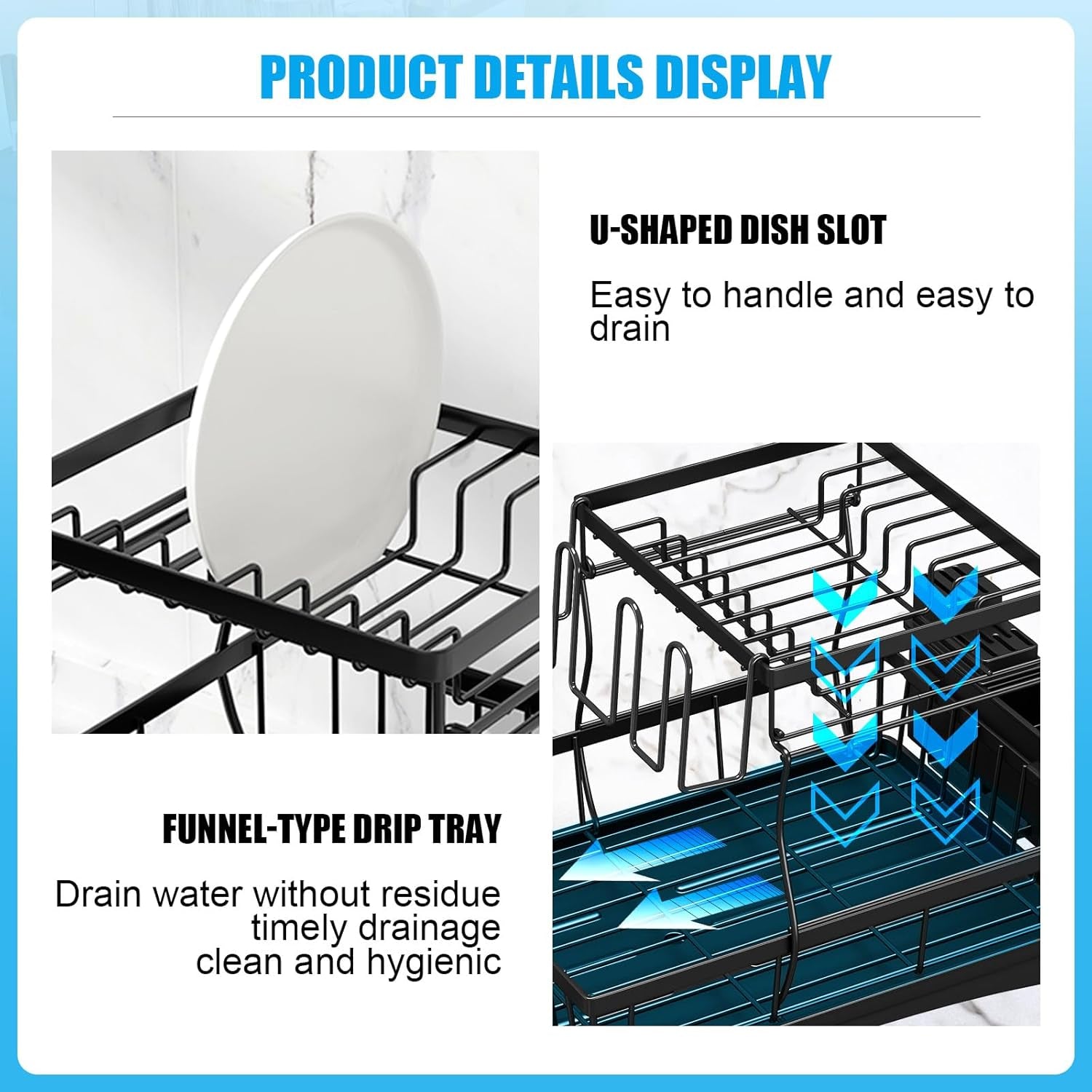 2-Tier Large Dish Drying Rack with Utensil Holder