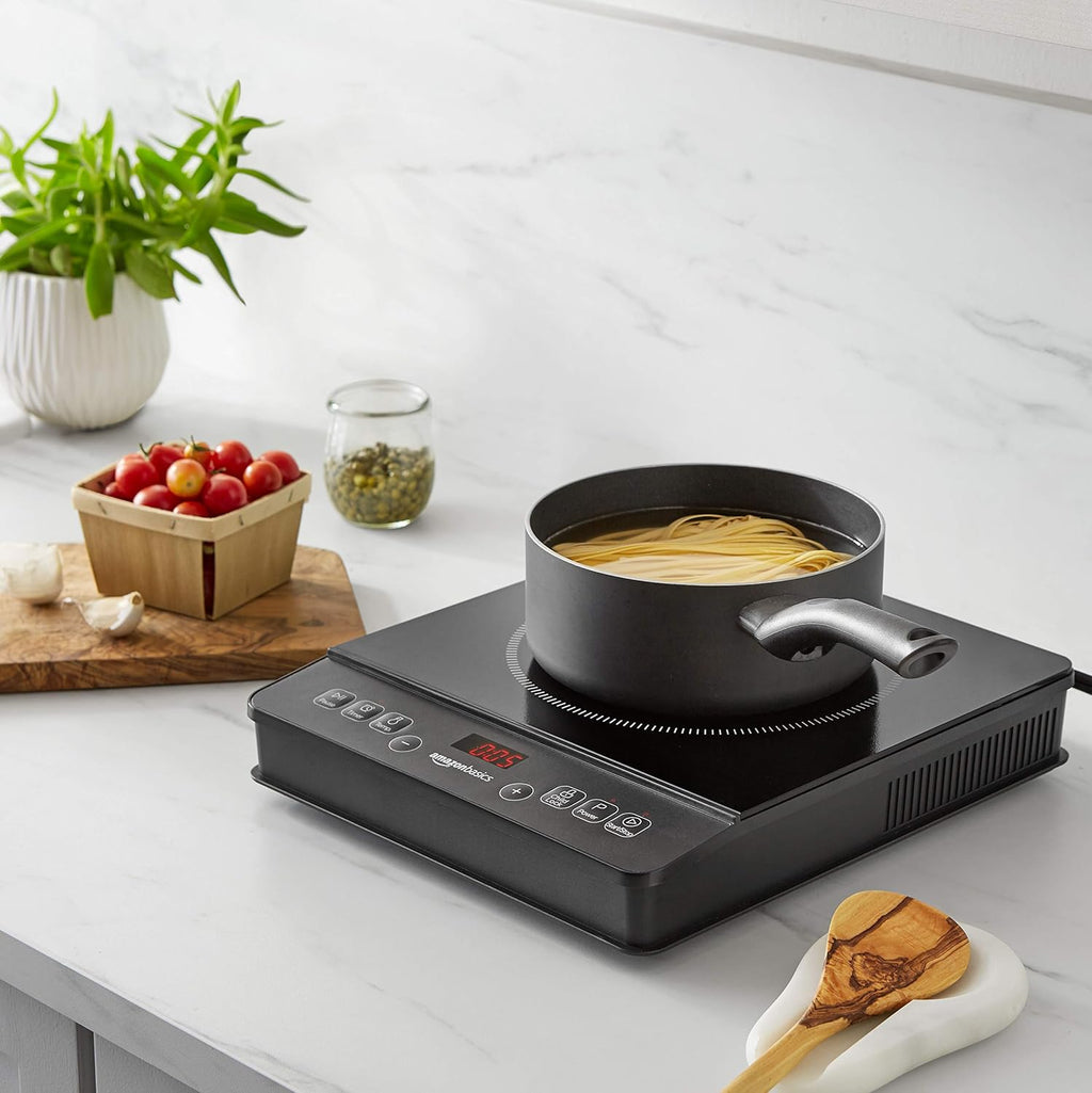 1800W Electric Portable Induction Cooktop, Induction Burner with Child Lock, Overheat Protection, Timer, 8 Power Settings, up to 440°F, for Cookware with Diameter 5.7"-8.2", Black