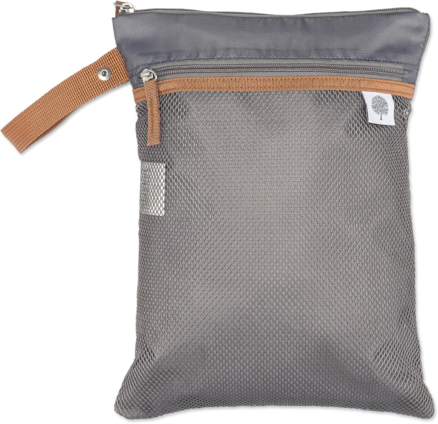 Parker Baby Cloth Diaper Wet Dry Bag - Waterproof Reusable Bag with Mesh Organizer and Zippered Pocket | Stylish, Machine-Washable, Convenient Handle for Diapers, Wet Clothes, Swimsuits - Gray