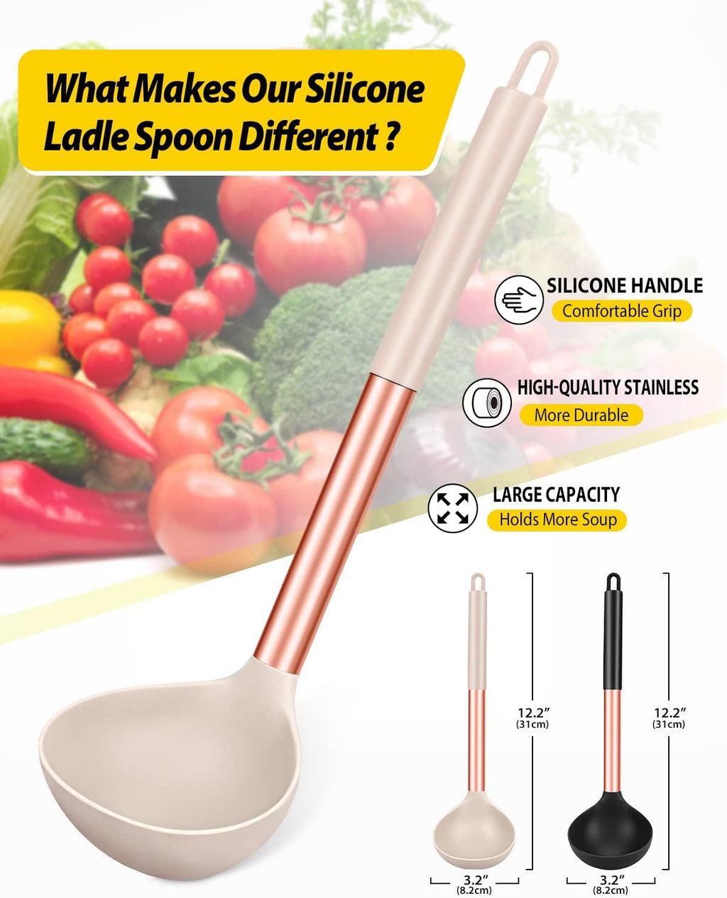 2-Pack Silicone Soup Ladle Spoons