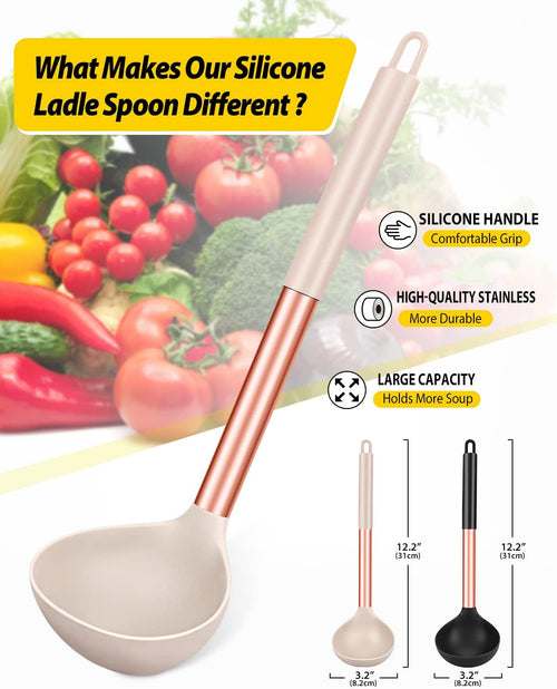 2-Pack Silicone Soup Ladle Spoons