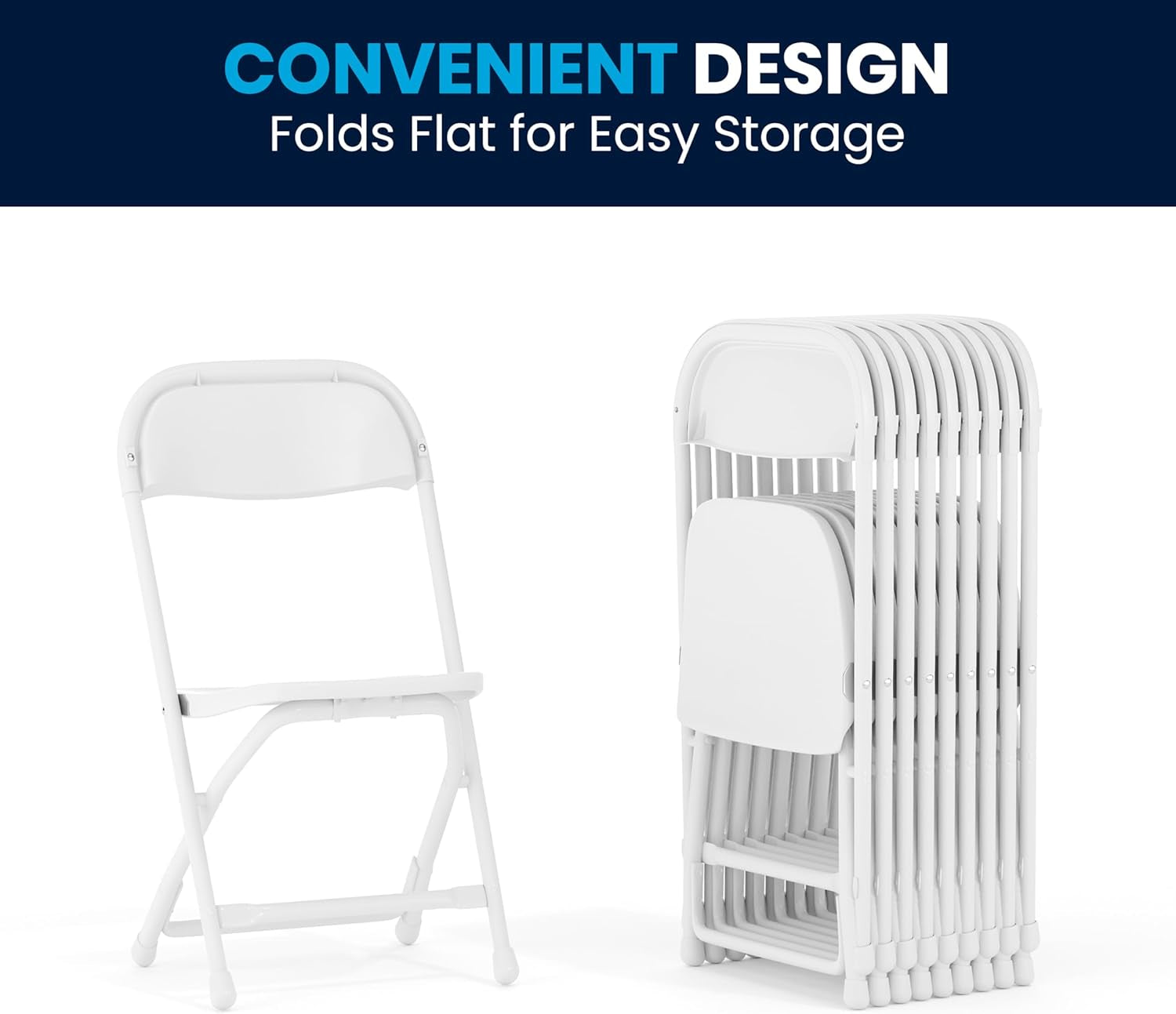 2-Pack Kids Folding Chairs White Plastic
