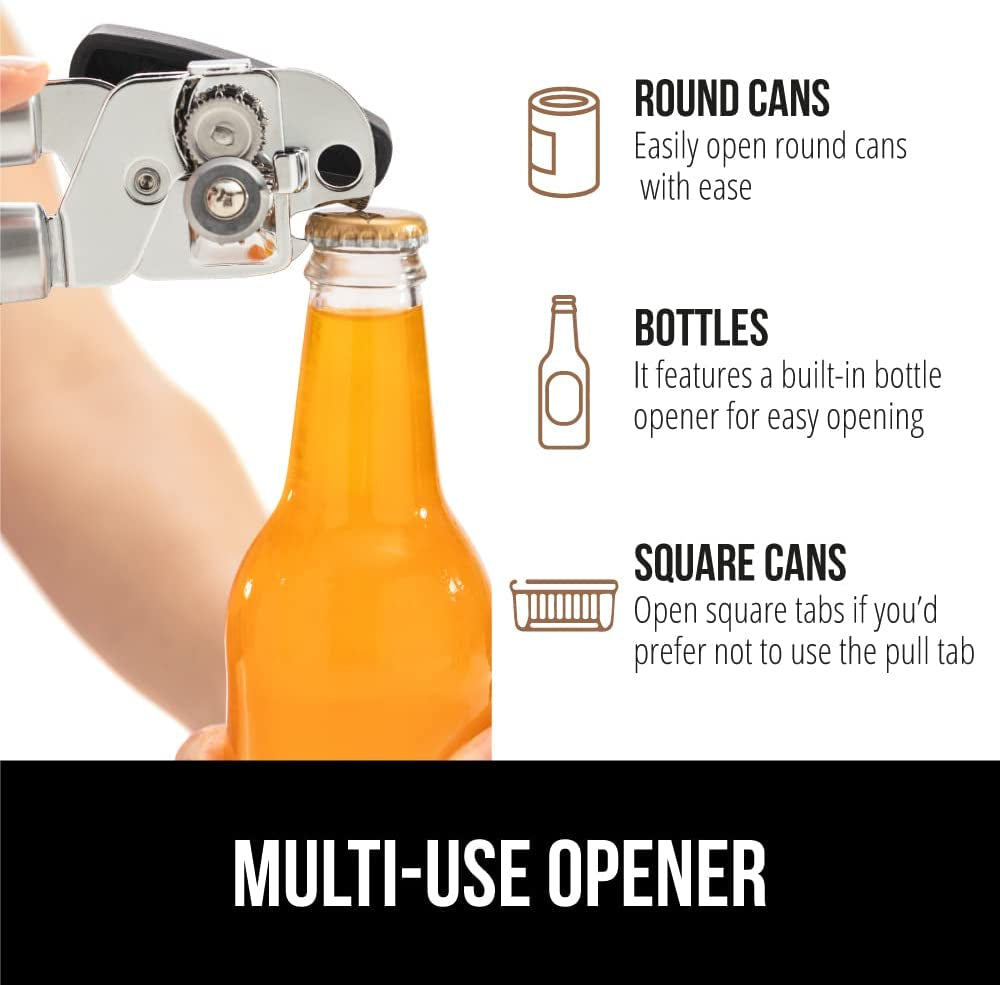 Heavy-Duty Stainless Steel Manual Can Opener (Black)