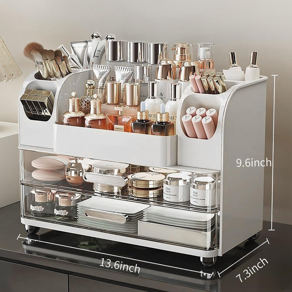 Makeup Organizer with Drawers – White
