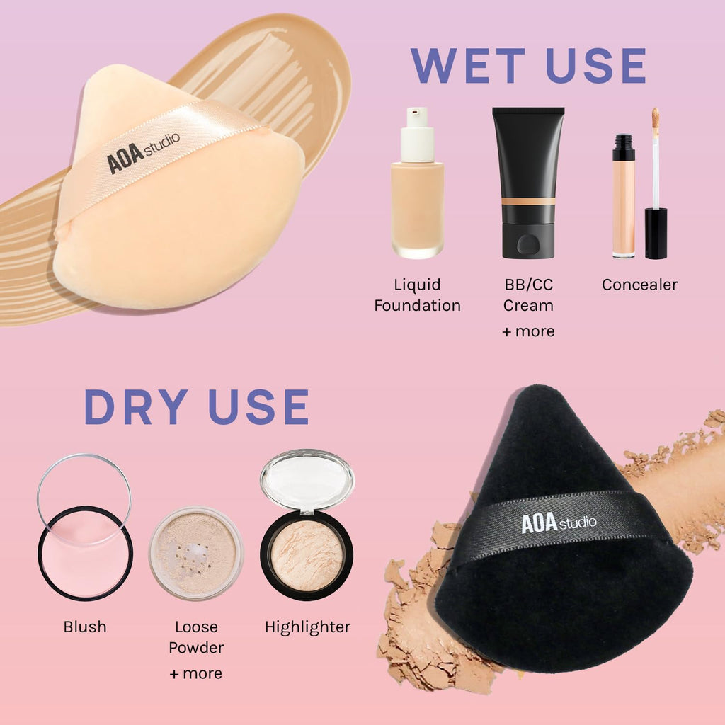 6PCS Velvet Makeup Puff Set – Black/Peach