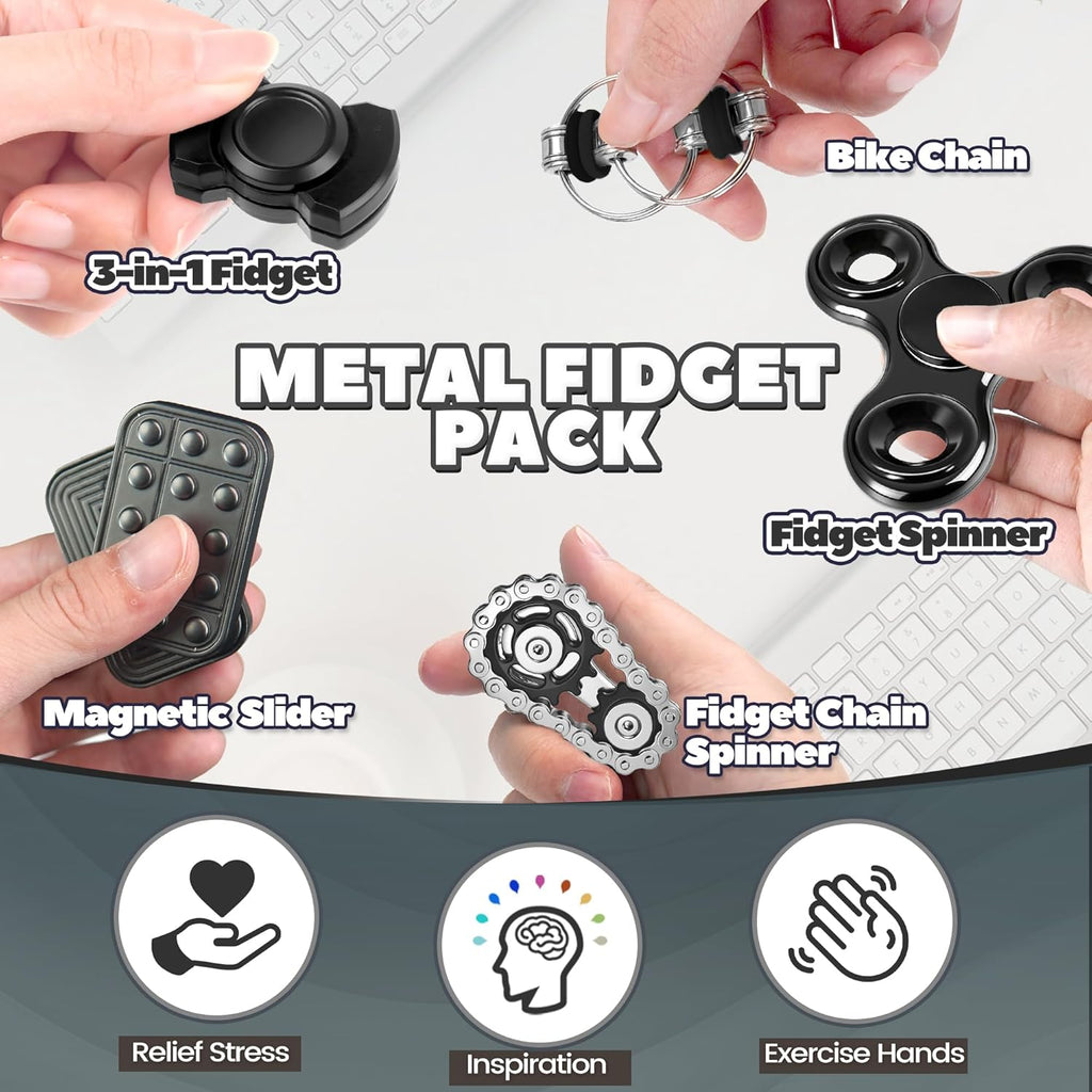 5-Piece Metal Fidget Toy Set for Stress Relief