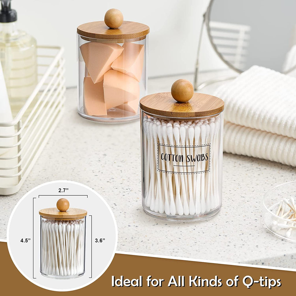 4-Pack Qtip & Cotton Jar Set