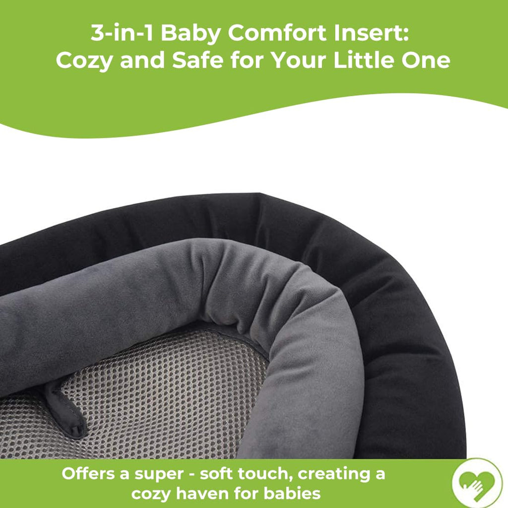 Upgraded 3-In-1 Babybody Support for Newborn Infant Toddler - Extra Soft Car Seat Insert Cushion Pad, Perfect for Carseats, Strollers, Swings, Black