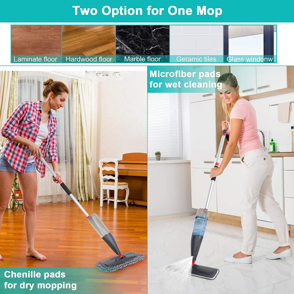 Spray Mop with 3 Microfiber Pads – Wet & Dry