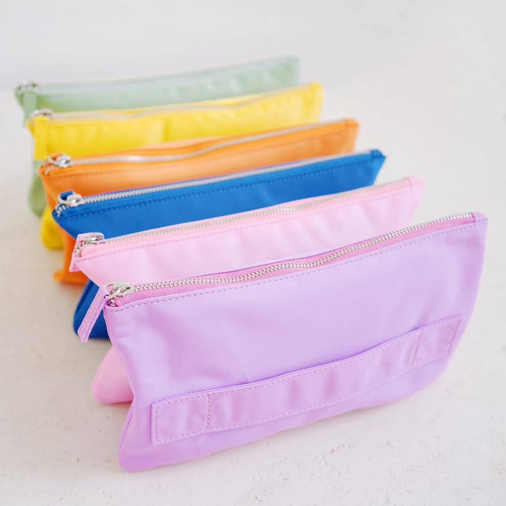 Accordion Clutch 6 in 1 Compartment Travel Zipper Compact Cosmetic Accessory Pouch Bag in Sunset Color