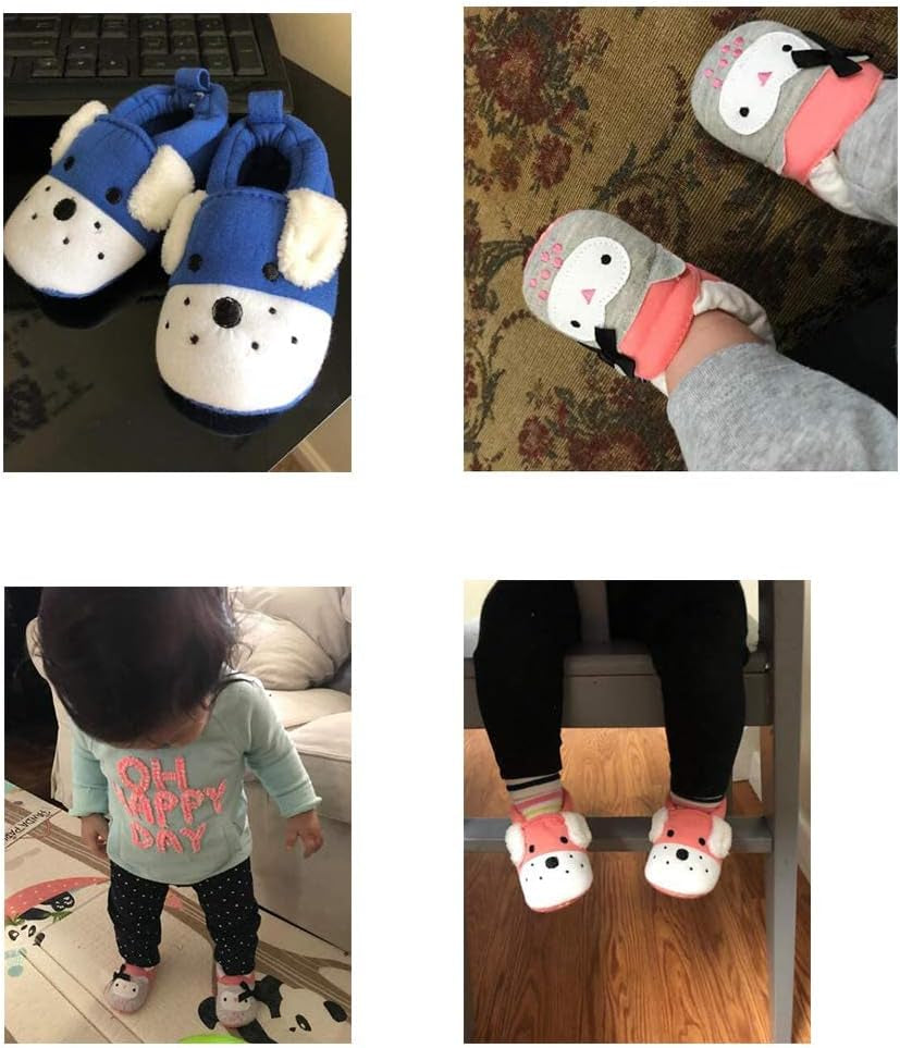 Newborn Infant Baby Boys Girls Cute Cartoon Slipper Soft Non Skid Sole Slip on House Animal Indoor Sock Shoes Crib Moccasins for New Walkers