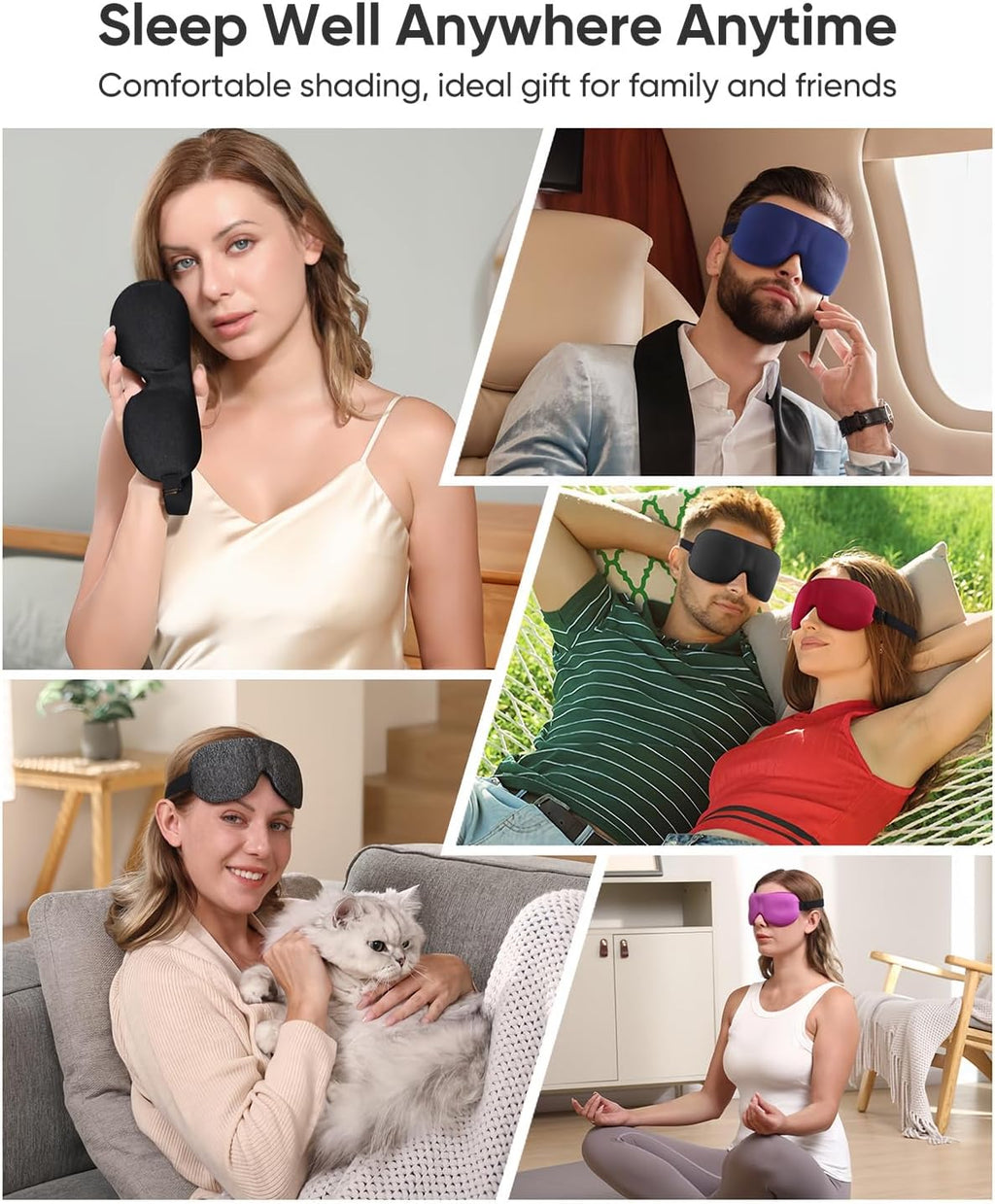 3-Pack 3D Blackout Sleep Masks for Side Sleepers