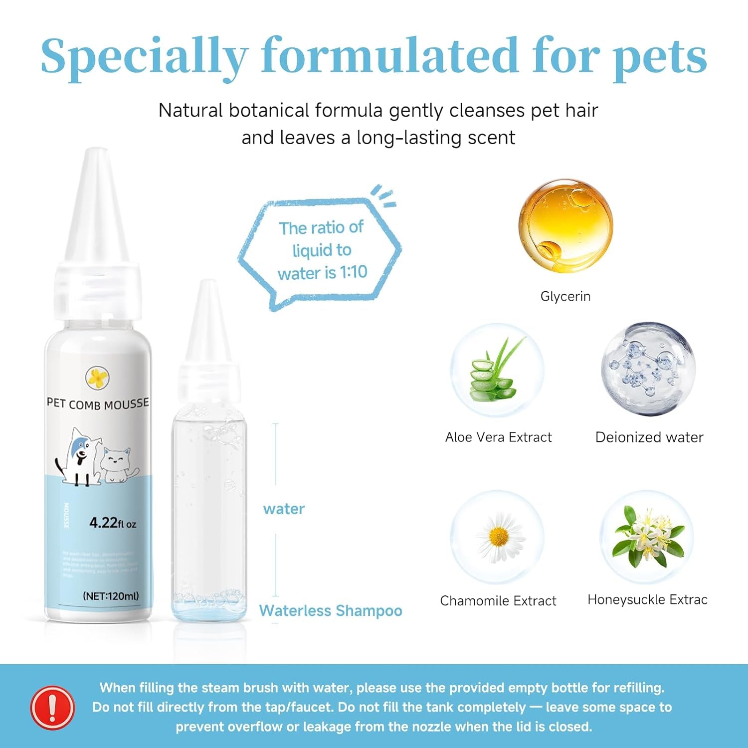 3-in-1 Pet Steam Grooming Brush – Blue