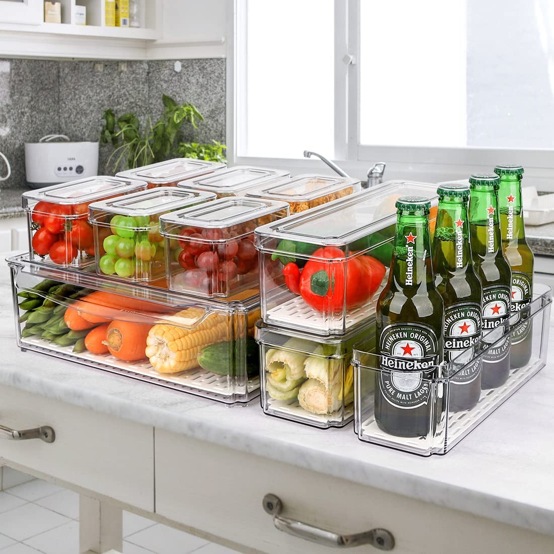 10-Pack Clear Fridge & Pantry Organizer Bins