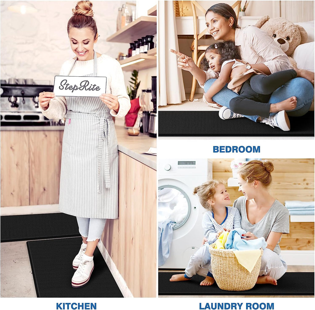 2-Piece Anti-Fatigue Kitchen Mat Set – Black