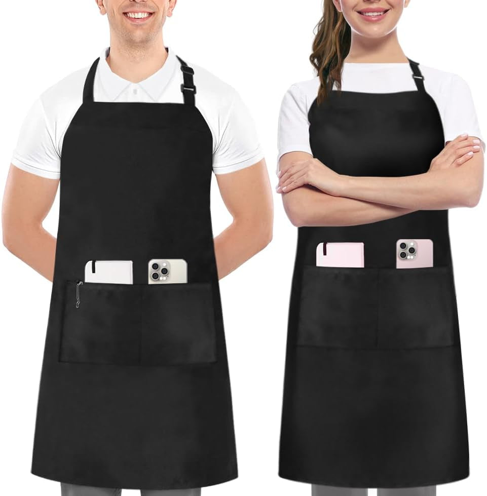 2-Pack Adjustable Bib Aprons with Pockets