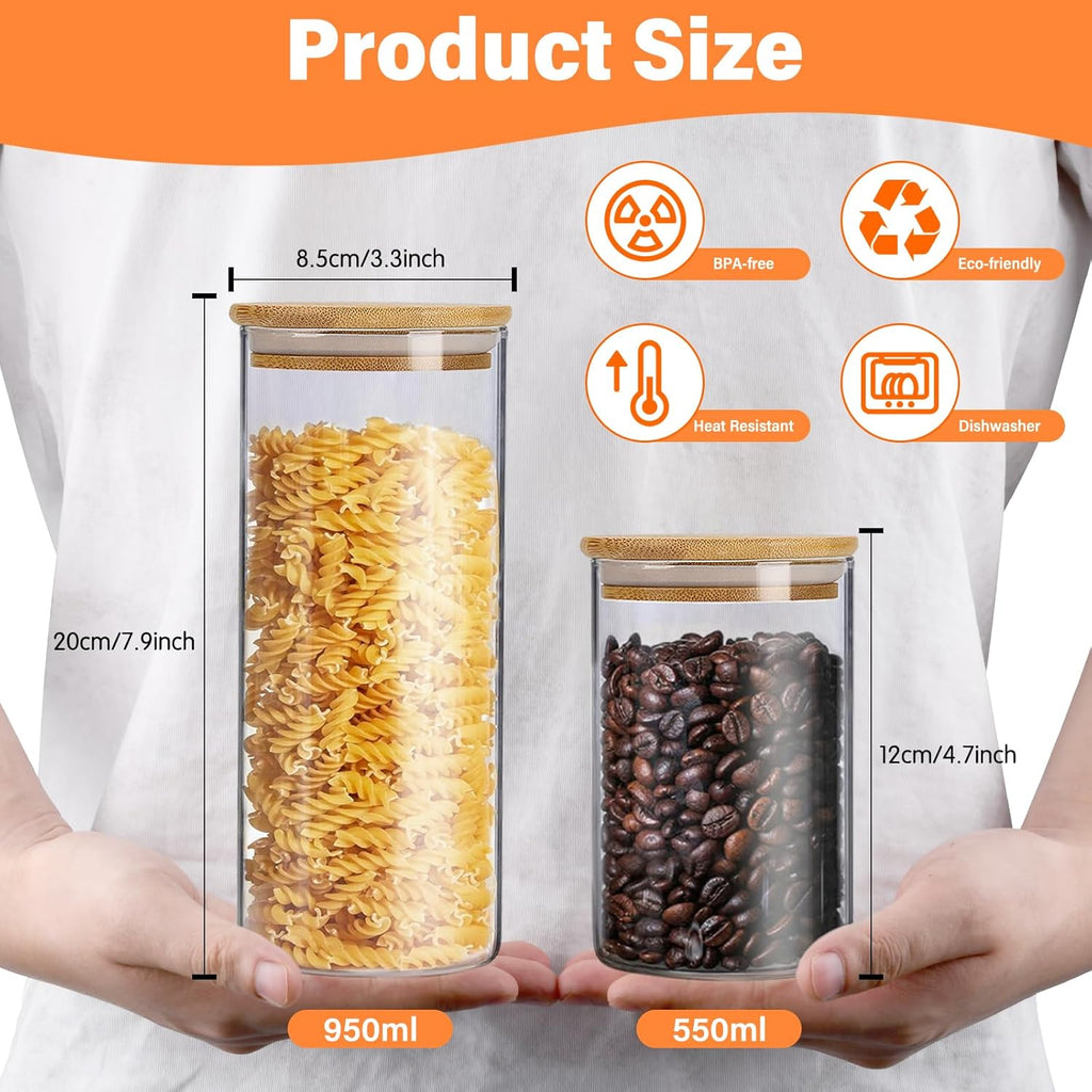 12-Piece Glass Jars with Bamboo Lids