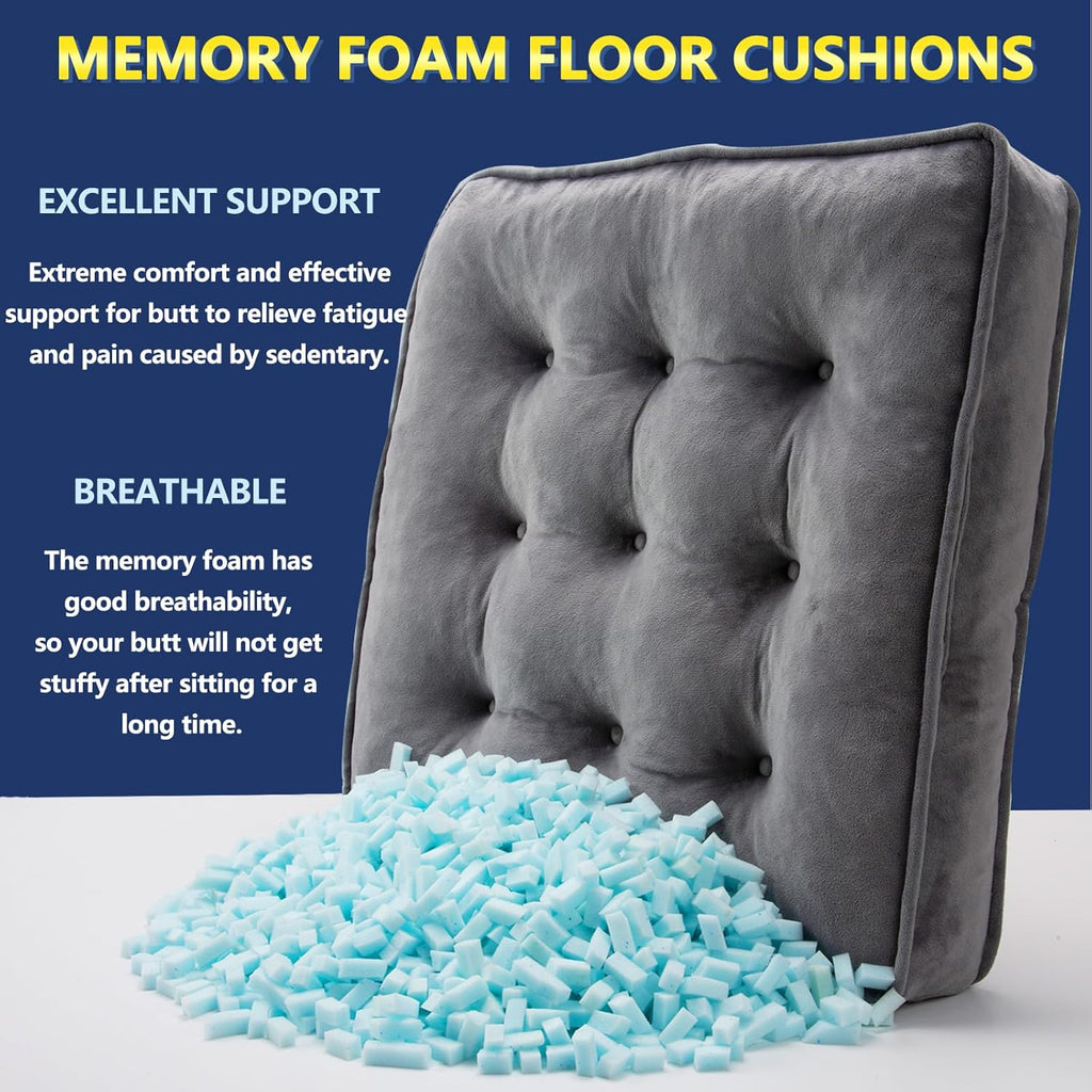 Floor Pillow Set of 2 – Memory Foam Cushions