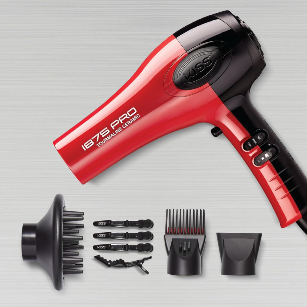 1875W Pro Tourmaline Ceramic Hair Dryer – Red