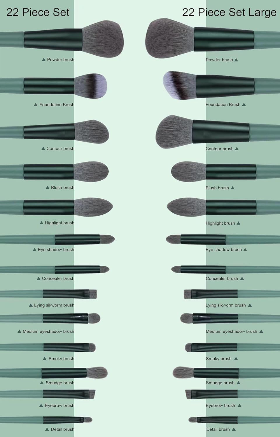 22PCS Makeup Brush Set – Green