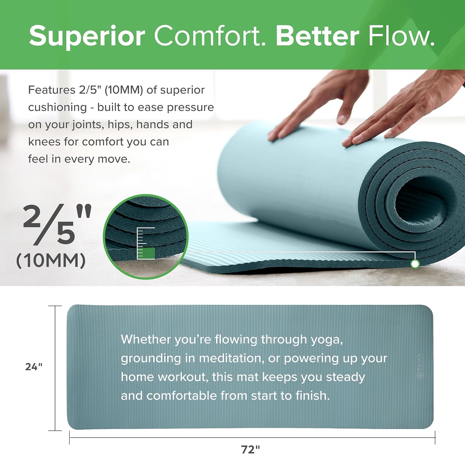 Thick Yoga & Pilates Exercise Mat with Strap