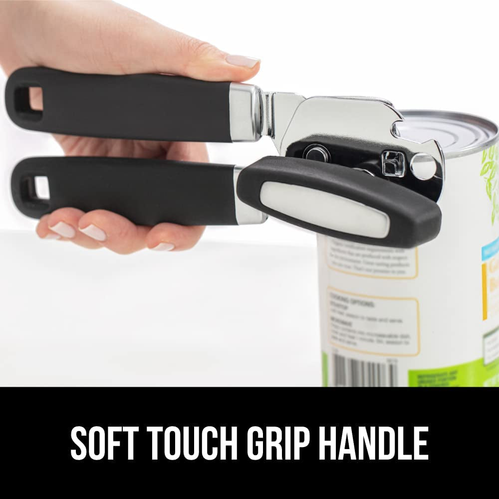 Heavy-Duty Stainless Steel Manual Can Opener (Black)