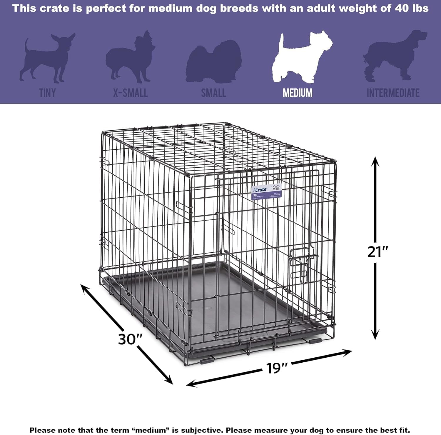 30" Folding Dog Crate with Divider