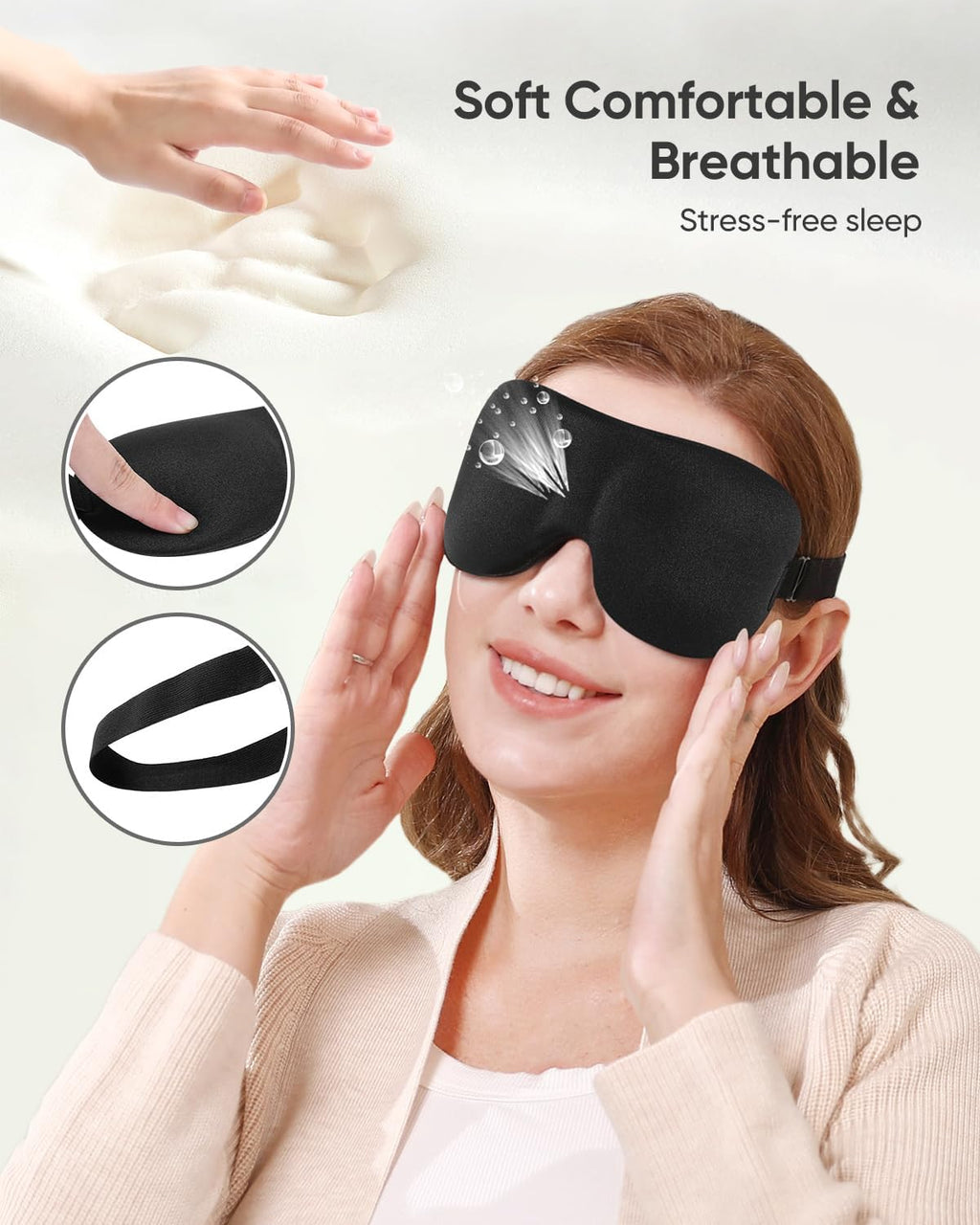 3-Pack 3D Blackout Sleep Masks for Side Sleepers