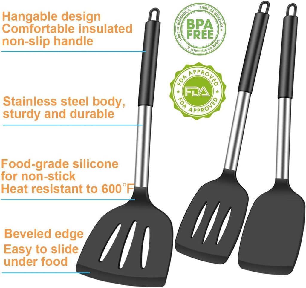 3-Piece Heat-Resistant Silicone Spatula Set
