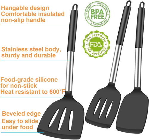 3-Piece Heat-Resistant Silicone Spatula Set