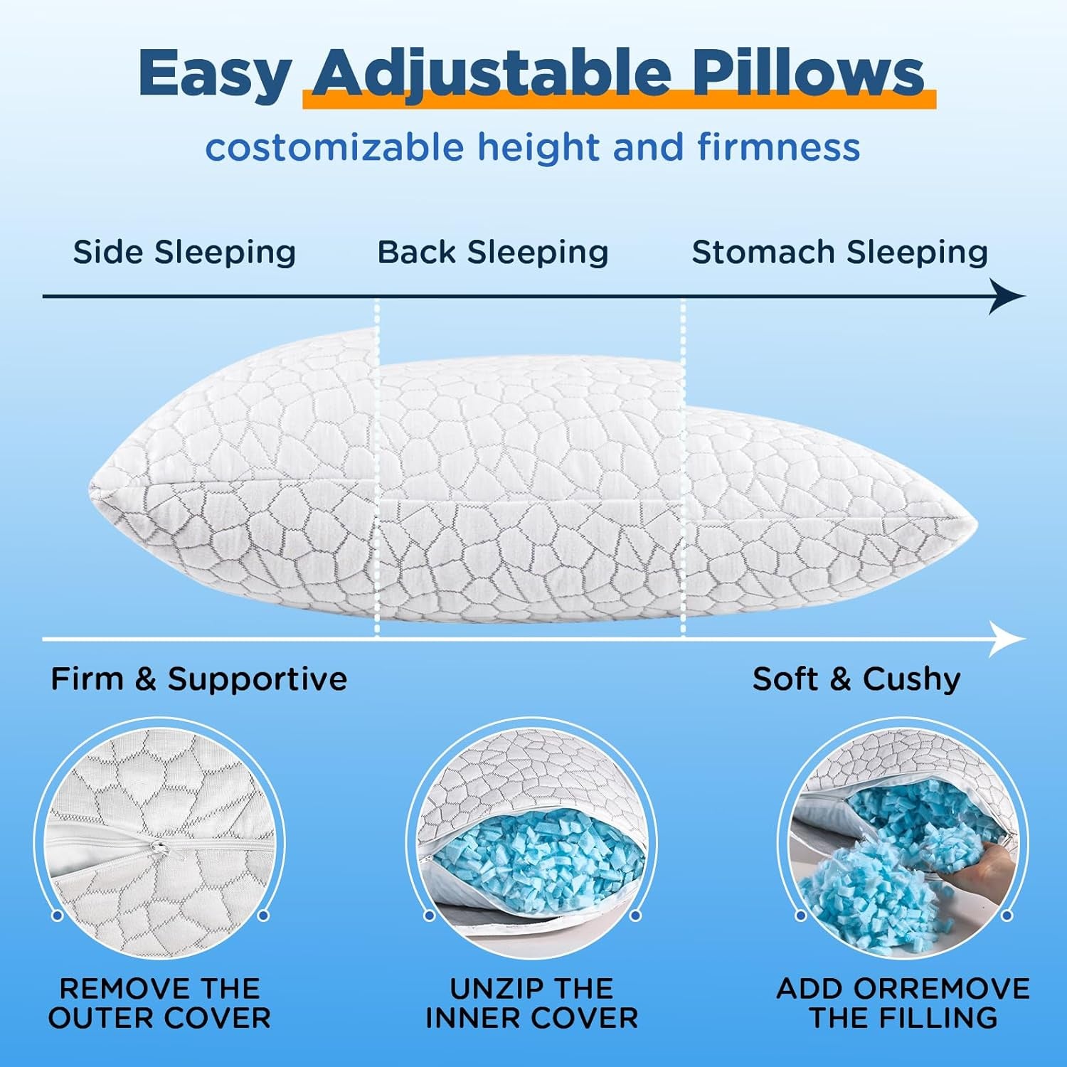Cooling Memory Foam Pillows – Queen Set of 2