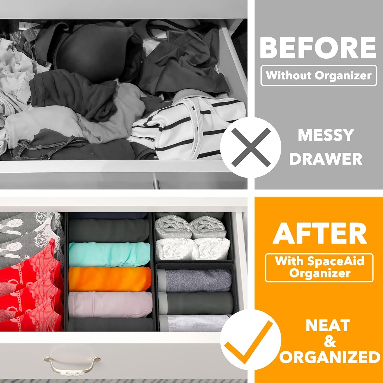12-Pack Drawer Organizer Bins, Black