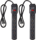 6-Outlet Surge Protector – 2-Pack with 2Ft Cord