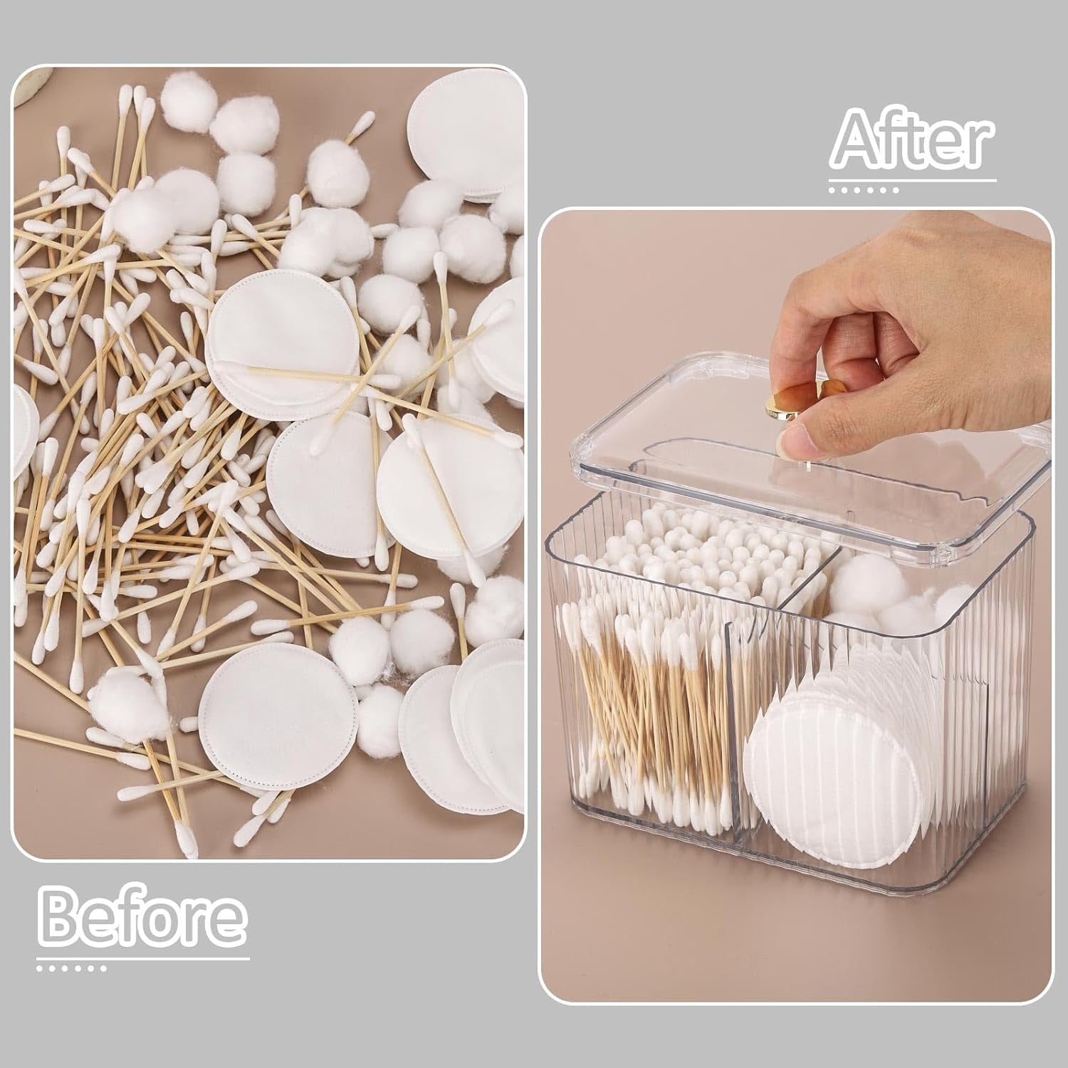 3-Section Qtip & Cotton Organizer Jar